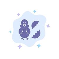 Ei Huhn Ostern Baby glücklich blaues Symbol auf abstrakten Wolkenhintergrund vektor