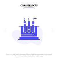 unser service tube test labor medizinische solide glyph icon web card template vektor