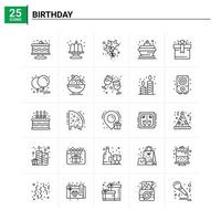25 Geburtstag Icon Set Vektor Hintergrund