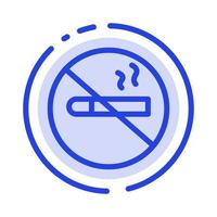 rökning Nej rökning cigarett hälsa blå prickad linje linje ikon vektor