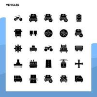 25 Fahrzeuge Icon-Set solide Glyphen-Icon-Vektor-Illustrationsvorlage für Web- und mobile Ideen für Unternehmen vektor