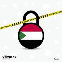 sudan lock down lock coronavirus pandemie bewusstseinsvorlage covid19 lock down design vektor