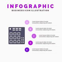 audio kontrollant dj leva mixer fast ikon infographics 5 steg presentation bakgrund vektor