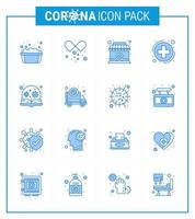 Coronavirus-Prävention 25 Symbolsatz blaues Lernzeichen geschlossenes Gesundheitswesen medica virales Coronavirus 2019nov-Krankheitsvektor-Designelemente vektor