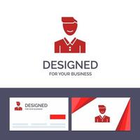 kreativ företag kort och logotyp mall avatar klient ansikte Lycklig man person användare vektor illustration