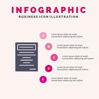 Buch Bildung Studie solide Symbol Infografiken 5 Schritte Präsentationshintergrund vektor