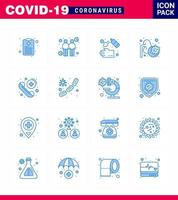 covid19 schutz coronavirus pendamic 16 blaues symbolset wie notfallvirusreinigung lungenkrankheit virales coronavirus 2019nov krankheitsvektor designelemente vektor