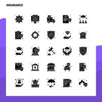 25 Versicherungs-Icon-Set solide Glyphen-Icon-Vektor-Illustrationsvorlage für Web- und mobile Ideen für Unternehmen vektor