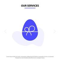 unsere dienstleistungen ei geschenk ostern natur solide glyph icon web card template vektor