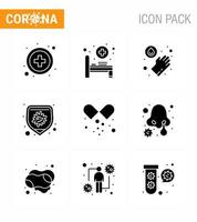 Coronavirus 9 Solid Glyph Black Icon Set zum Thema Corona-Epidemie enthält Icons wie Erkältungsmedikamente Waschen medizinischer Pillen Virus Virus Coronavirus 2019nov Krankheitsvektor Designelement vektor