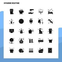 25 Hygiene-Routine-Icon-Set solide Glyphen-Icon-Vektor-Illustrationsvorlage für Web- und mobile Ideen für Unternehmen vektor