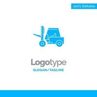 lyftaren lyft lastbil transport blå fast logotyp mall plats för Tagline vektor