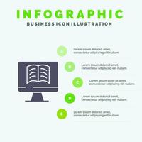 Computerbuch ontechnology festes Symbol Infografiken 5 Schritte Präsentationshintergrund vektor