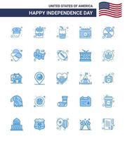 Happy Independence Day 25 Blues Icon Pack für Web und Print Day Ball Sommer Basketball Datum editierbare Usa Day Vektor Design Elemente