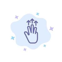 Gesten Hand mobile drei Finger berühren blaues Symbol auf abstraktem Wolkenhintergrund vektor