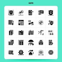 solide 25 gdpr-Icon-Set Vektor-Glyphen-Stil-Design schwarze Symbole setzen Web- und mobile Geschäftsideen Design-Vektor-Illustration vektor