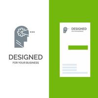 kognitiv bearbeta sinne huvud grå logotyp design och företag kort mall vektor