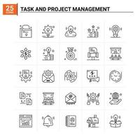 25 Task- und Projektmanagement-Icons setzen Vektorhintergrund vektor