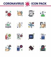 Coronavirus-Prävention 25 Symbolsatz blaue Testlabor-Wasserflasche mobile virale Coronavirus 2019nov-Krankheitsvektor-Designelemente vektor