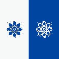 Physik reagiert Wissenschaft Linie und Glyphe festes Symbol blaues Banner Linie und Glyphe festes Symbol blaues Banner vektor