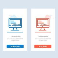dator övervaka text utbildning blå och röd ladda ner och köpa nu webb widget kort mall vektor