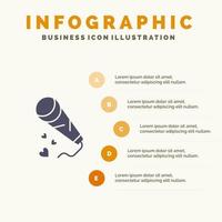 Mic Herzen lieben liebevolle Hochzeit solide Symbol Infografiken 5 Schritte Präsentationshintergrund vektor