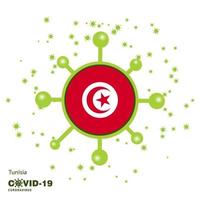 tunesien coronavius flagge bewusstseinshintergrund bleib zu hause bleib gesund kümmere dich um deine eigene gesundheit bete für das land vektor