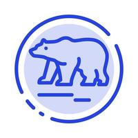 djur- Björn polär kanada blå prickad linje linje ikon vektor