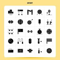 fast 25 sport ikon uppsättning vektor glyf stil design svart ikoner uppsättning webb och mobil företag idéer design vektor illustration