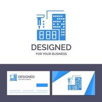 kreativ företag kort och logotyp mall 3d arkitektur konstruktion tillverkning Hem vektor illustration