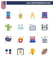 16 USA platt tecken oberoende dag firande symboler av kaktus amerikan Semester keps USA redigerbar USA dag vektor design element