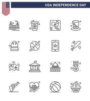 stock vektor ikon packa av amerikan dag 16 linje tecken och symboler för pengar USA amerikan presidenter dag redigerbar USA dag vektor design element