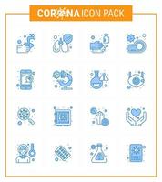 16 blaue Corona-Virus-Pandemie-Vektorillustrationen Virus-Fleisch-Reinigungs-Lebensmittel-Desinfektionsmittel Virus-Coronavirus 2019nov-Krankheitsvektor-Designelemente vektor