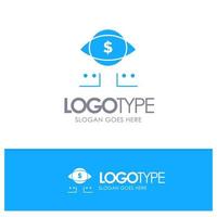 öga dollar marknadsföring digital blå fast logotyp med plats för Tagline vektor