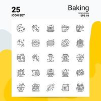 25 Backen Symbolsatz 100 bearbeitbare Eps 10 Dateien Business-Logo-Konzept-Ideen-Line-Icon-Design vektor