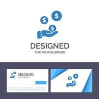 kreativ företag kort och logotyp mall tech industri hand dollar industri vektor illustration