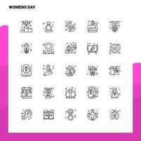 Set von Frauentag-Liniensymbolen Set 25 Symbole Vektor-Minimalismus-Stildesign Schwarze Symbole setzen lineares Piktogrammpaket vektor