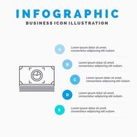 pengar bunt kontanter dollar linje ikon med 5 steg presentation infographics bakgrund vektor