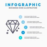 diamant kanada juvel linje ikon med 5 steg presentation infographics bakgrund vektor