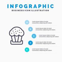 kaka kopp mat påsk linje ikon med 5 steg presentation infographics bakgrund vektor
