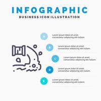 fabrik industri avlopp avfall vatten linje ikon med 5 steg presentation infographics bakgrund vektor