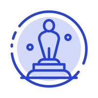 akademi tilldela Oscar staty trofén blå prickad linje linje ikon vektor