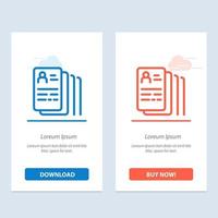 dokument jobsuche blau und rot herunterladen und jetzt kaufen web-widget-kartenvorlage vektor
