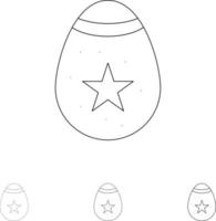 fågel dekoration påsk ägg djärv och tunn svart linje ikon uppsättning vektor