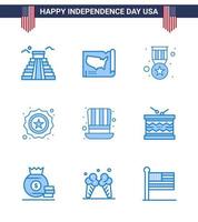 9 usa blau zeichen unabhängigkeitstag feier symbole der hutflagge auszeichnungsabzeichen amerikanische editierbare usa tag vektor design elemente