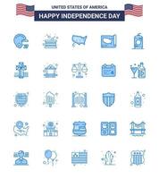 Happy Independence Day Pack mit 25 Blues-Zeichen und Symbolen für bearbeitbare Usa-Tag-Vektordesign-Elemente vektor