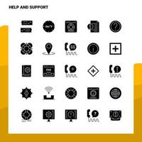 25 hjälp och Stöd ikon uppsättning fast glyf ikon vektor illustration mall för webb och mobil idéer för företag företag