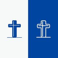 feier christliches kreuz ostern linie und glyphe festes symbol blaues banner linie und glyphe festes symbol blaues banner vektor