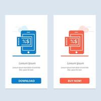Handy-Shopping-Rabatt blau und rot herunterladen und jetzt kaufen Web-Widget-Kartenvorlage vektor