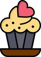 Cupcake Kuchen Liebe flache Farbe Symbol Vektor Icon Banner Vorlage